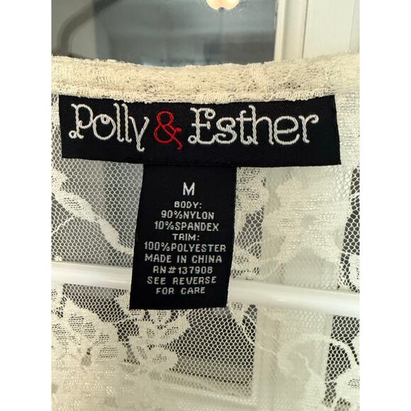 Polly & Esther Cream Lace Floral Cardigan/Cover Up size medium - Picture 4 of 7
